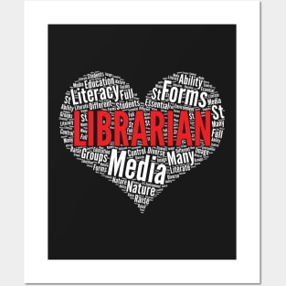 Librarian Heart Shape Word Cloud Design print Posters and Art